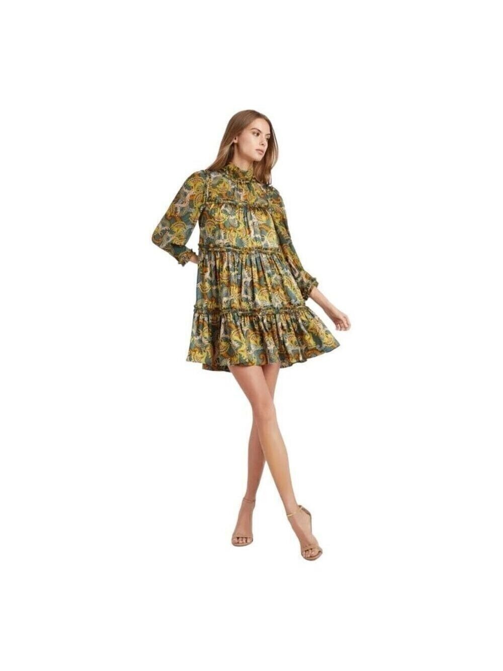 Cinq a Sept Brady Paisley Ruffle Tiered Babydoll Dress Size 6 - Picture 9 of 16